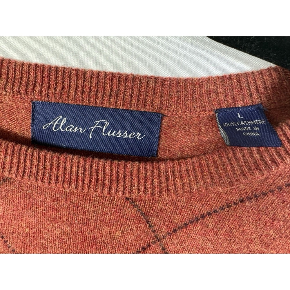 Alan flusser argyle sweater size L 100% cashmere - Picture 4 of 7